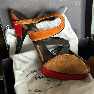 Brand new, never worn gorgeous suede Prada sandals